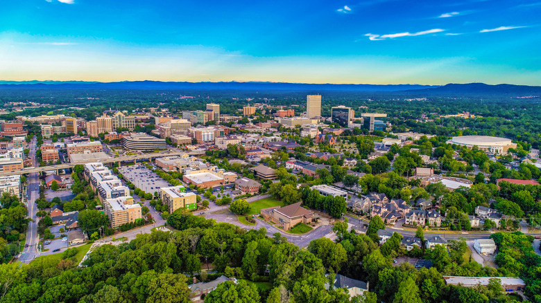 Panoramic drone view of Greenville, South Carolina