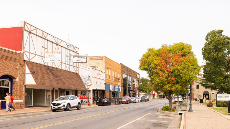 Street and sidewalk in Downtown Tahlequah, Oklahoma