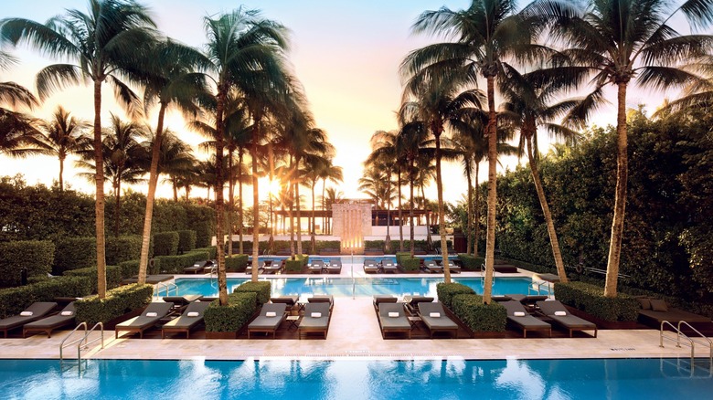 View of the three pools at The Setai Miami Beach