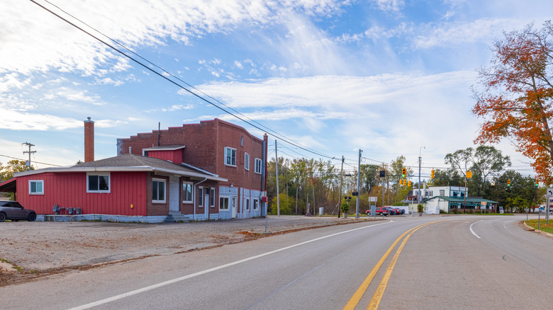 Small business district on State Street in Harrisville, Michigan