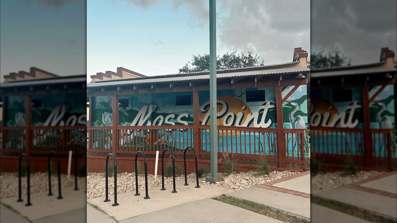 A colorful mural graces a building in Moss Point, Mississippi