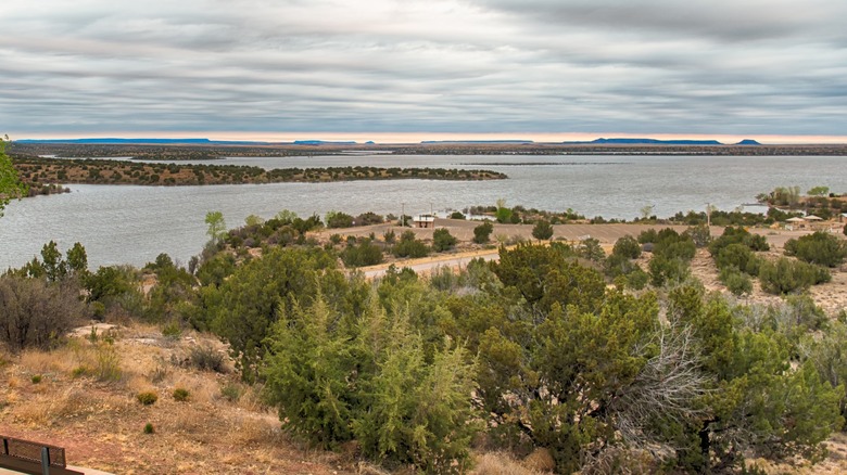 Lake and shoreline at Santa Rosa Lake State Park