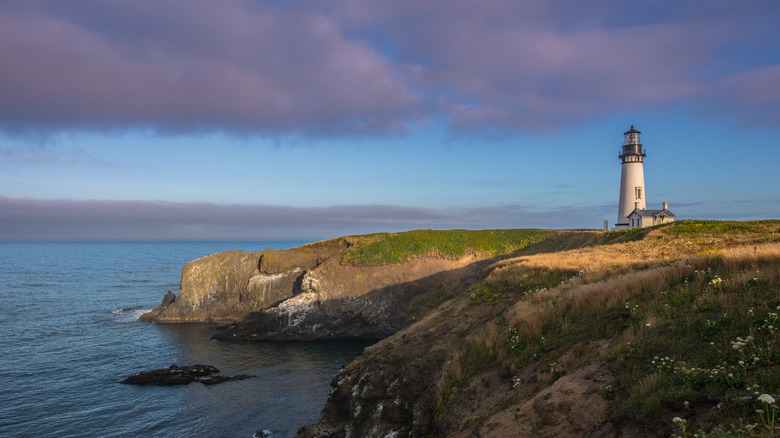 The historic lighthouse on Yaquina Head, Oregon