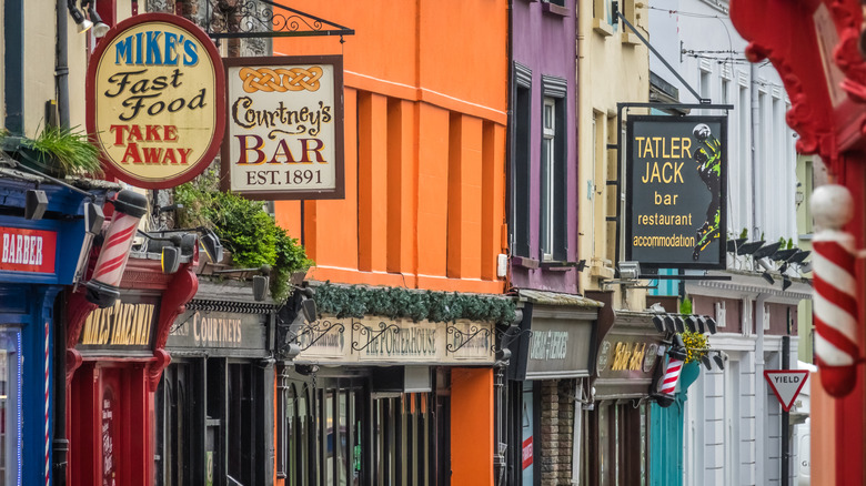 Colorful shop fronts on a lane in Killarney, Ireland