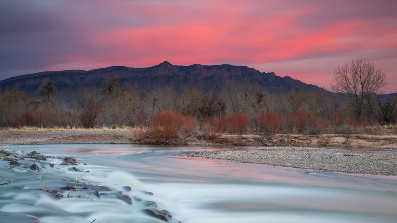 Rio Grande at sunset in Corrales, New Mexico
