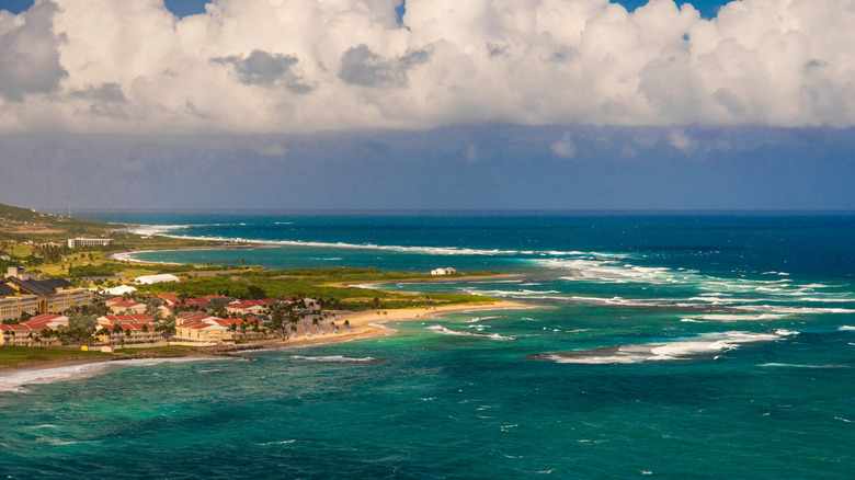 The view of Frigate Bay Beach from Timothy's Hill in St Kitts and Nevis