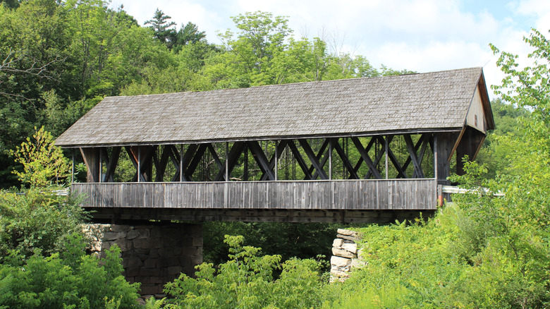 View of the Packard Hill Covered Bridge in Lebanon