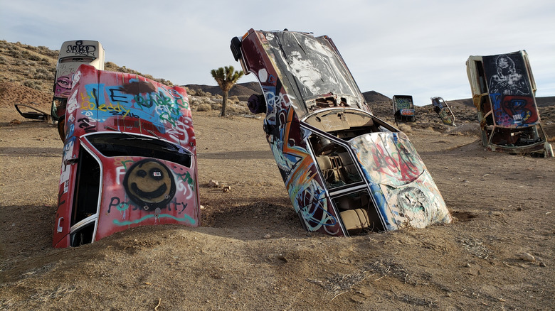 Car sculpture park in Goldfield