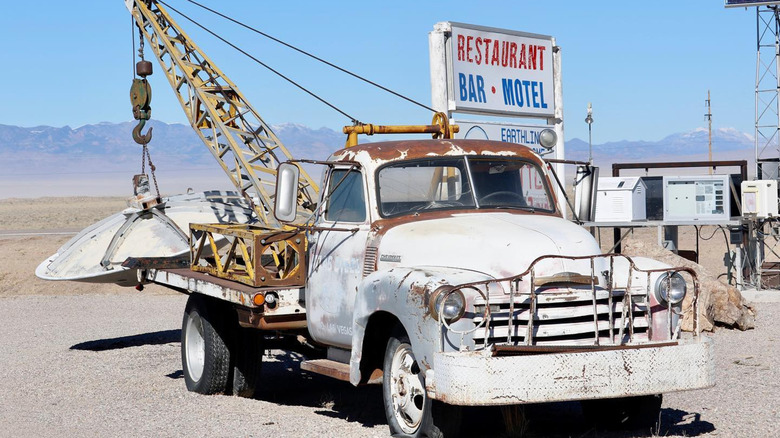 Old tow truck in Nevada desert