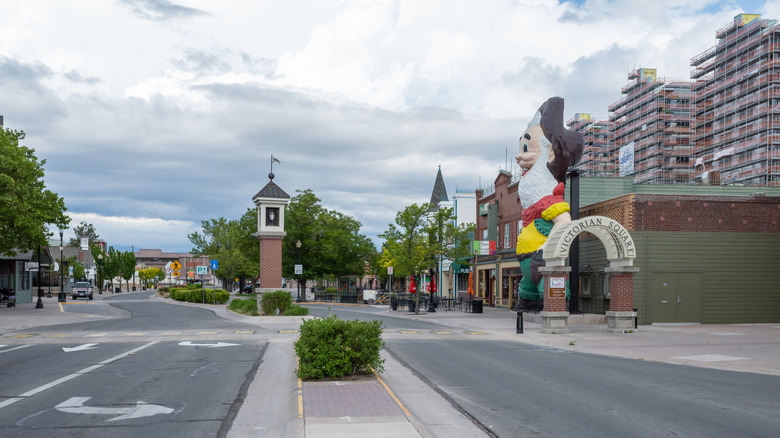 Street-level view of Victorian Square and Last Chance Joe in Sparks, Nevada