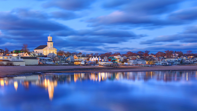 Lighthouse and homes along the coast, Provincetown, Massachusetts