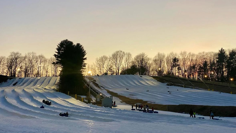 Nashoba Valley Tubing Park in Massachusetts at sunset