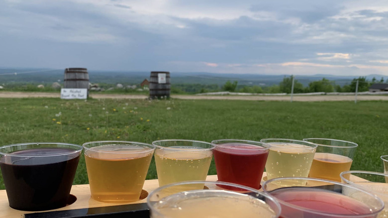 A flight of wine at Vista of Maine Vineyard & Cidery