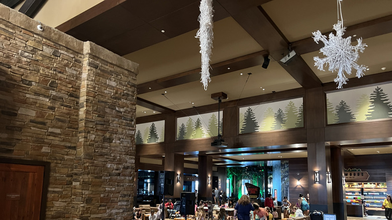 A snowflake hanging from the ceiling of a Great Wolf Lodge Resort