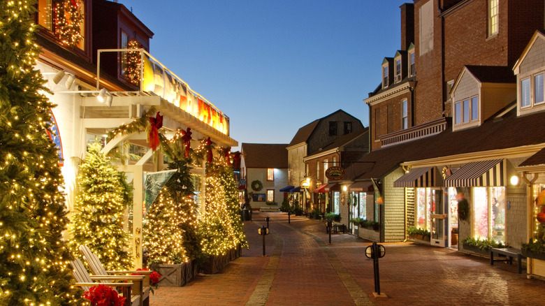 A town in Rhode Island all decked out for Christmas
