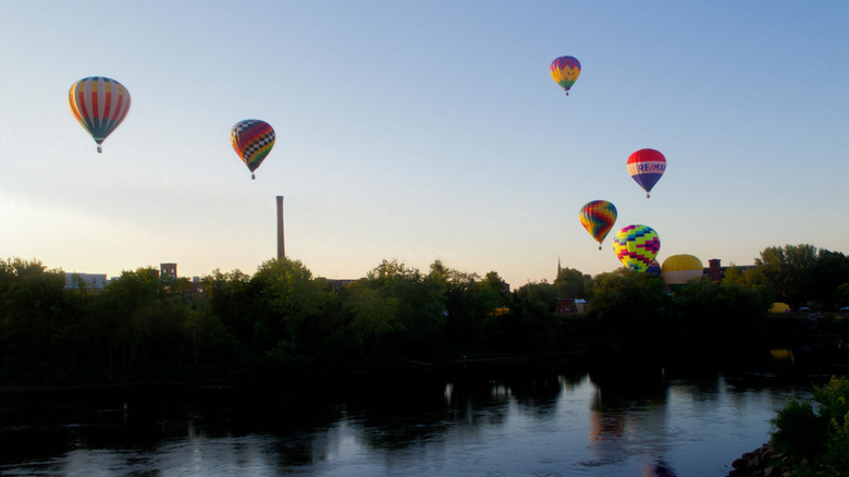 Hot air balloons over Lewiston, Maine