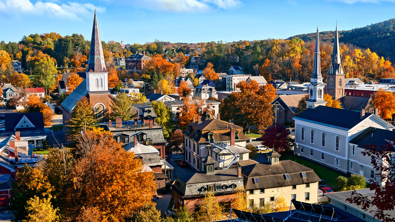 Changing fall leaves in Montpelier, Vermont