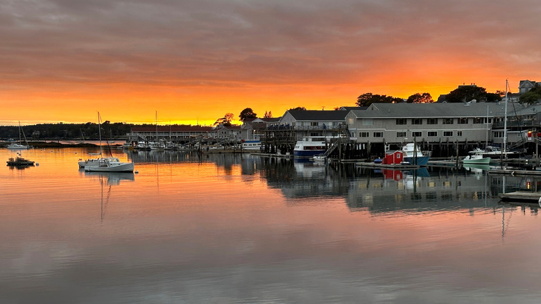 The sun setting over Boothbay Harbor