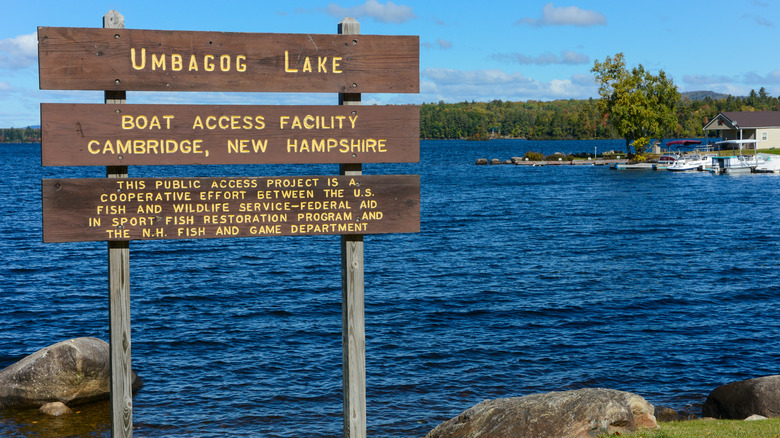 State park sign for Umbagog Lake in Errol, New Hampshire