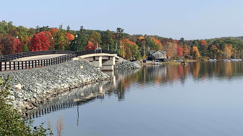 bridge over lake in Enfield New Hampshire