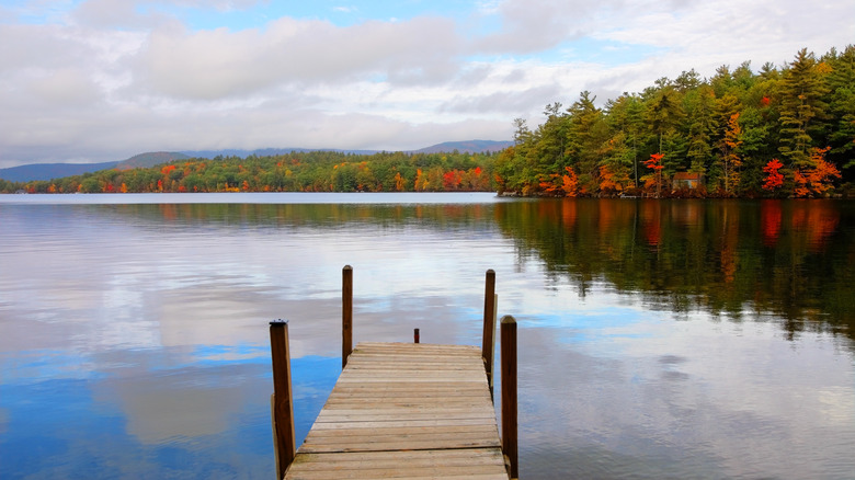 Autumn on Squam Lake with dock