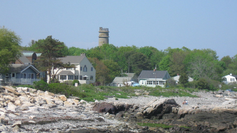 Pulpit Rock Tower seen within the town of Rye, New Hampshire