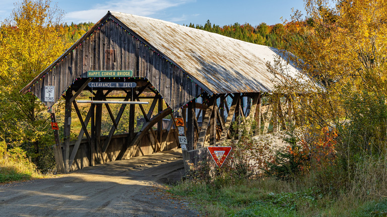 The Happy Corner Covered Bridge across Perry Stream in Pittsburg, New Hampshire