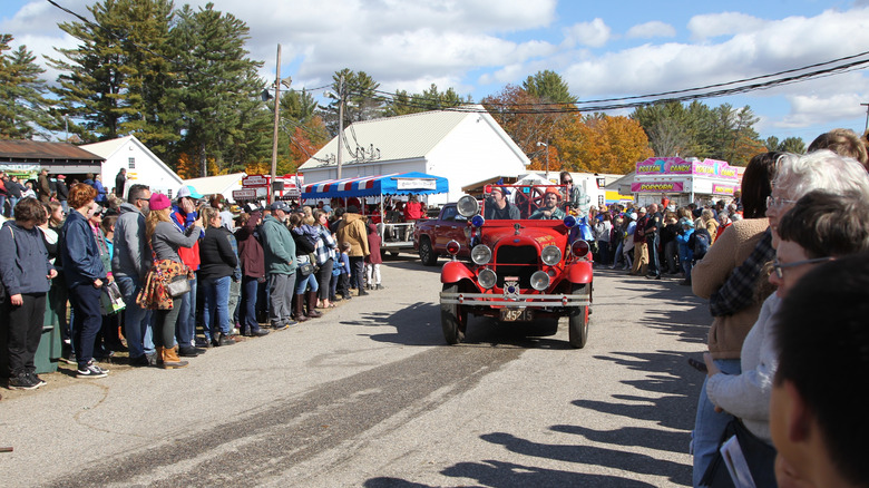Crowds watching the parade at the Sandwich Fair in Sandwich, New Hampshire