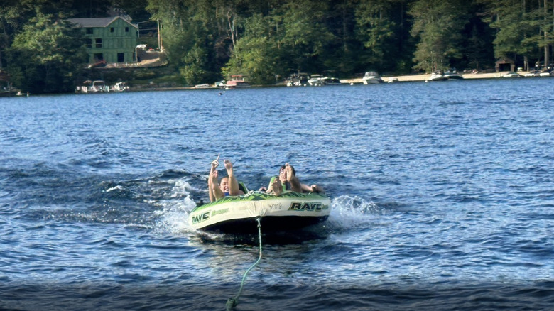 Two people tubing on Lake Winnipesaukee