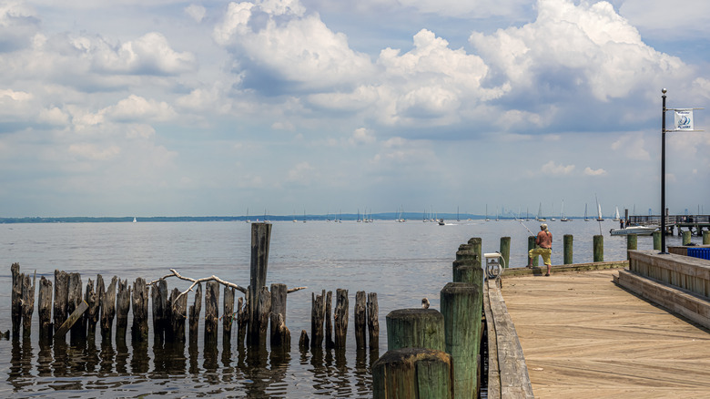Fishing dock on the harbor in Keyport