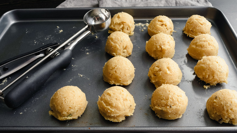 Cookie dough on a non-stick pan