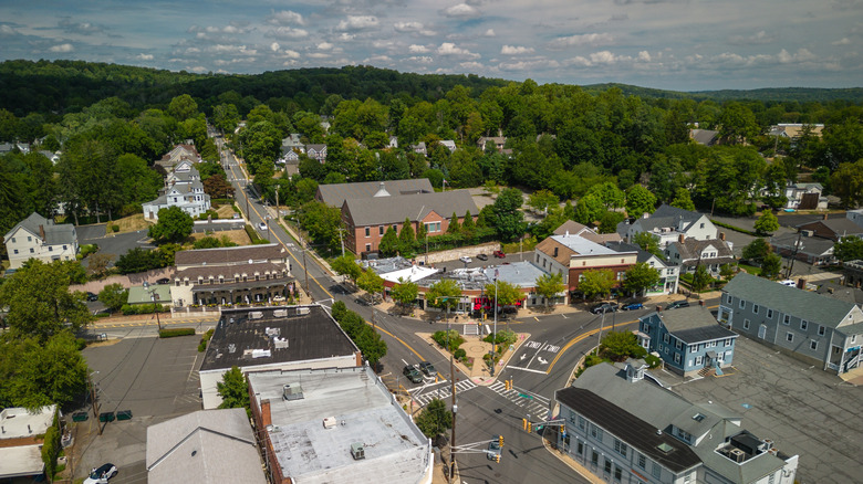 Aerial view of downtown Bernardsville, New Jersey