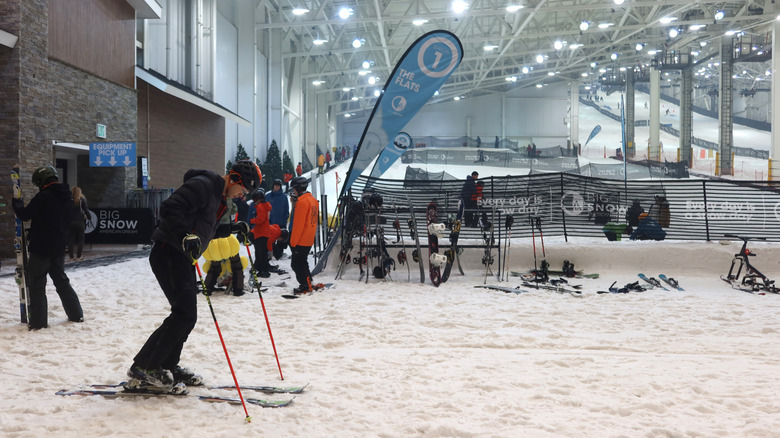 Visitors ski at American Dream's indoor skiing facility, Big Snow.