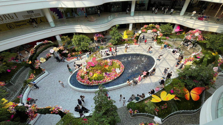 Aerial view of American Dream's Garden Court atrium.