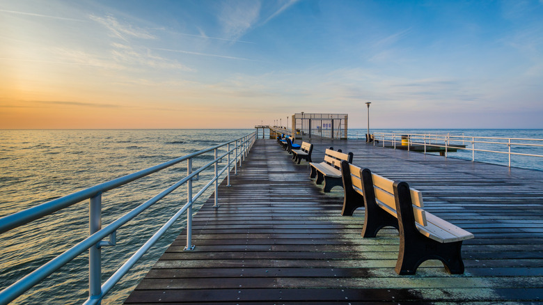 Fishing pier at sunrise in Ventnor City, New Jersey