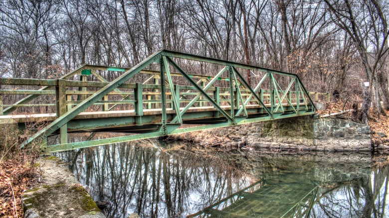 Metal Bridge Over Ramapo River, at Ramapo Reservation in Mahwah, New Jersey