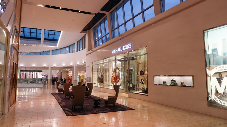 Michael Kors store and seating inside Westfield Garden State Plaza