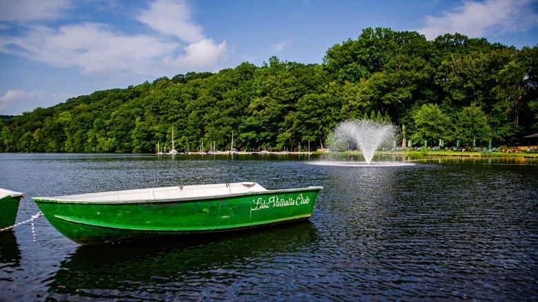 Boat on Lake Valhalla near Montville, New Jersey