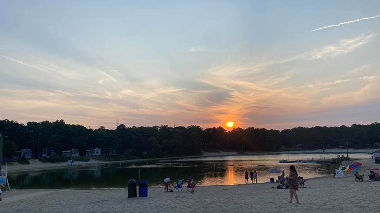 Sunset over the water in Ocean View Resort Campground