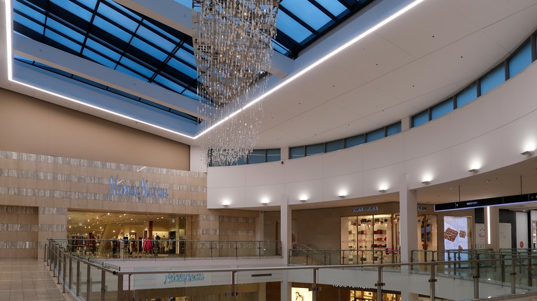 Crystal chandelier hanging in Garden State Plaza in Paramus, New Jersey