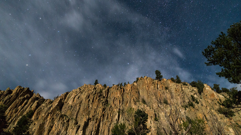 Night sky set against the Palisades in Cimarron Canyon State Park, New Mexico