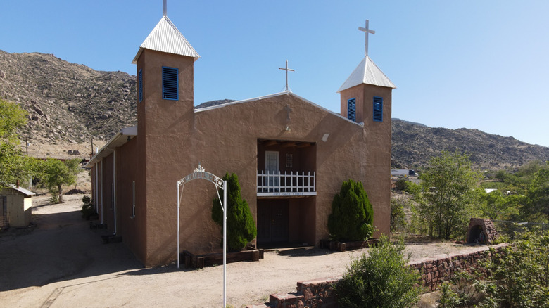 Santo Niño Church facade in Carnuel, New Mexico