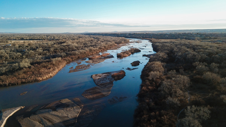 Aerial view of the Rio Grande outside of Albuquerque, New Mexico