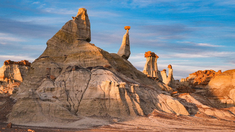 Unique geological formations at the Bisti Badlands/De-Na-Zin Wilderness in New Mexico