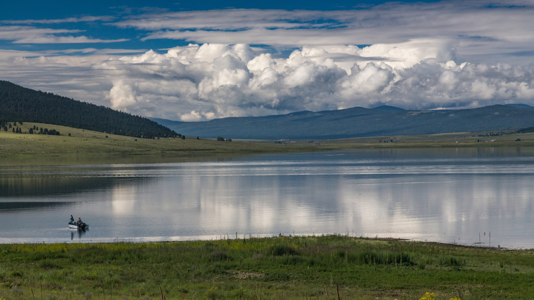 Boating and fishing at Eagle Nest Lake State Park, New Mexico