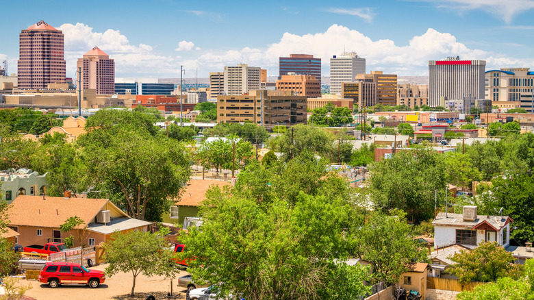 The Albuquerque skyline as seen from a nearby neighborhood