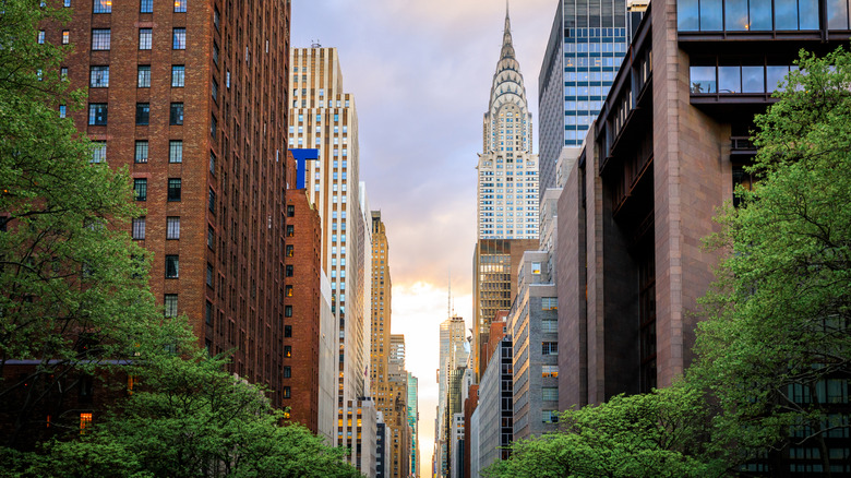 View down 42nd Street from Tudor City Bridge