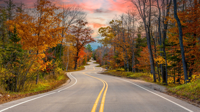 The curvy road of Highway 42 in northern Door County, Wisconsin