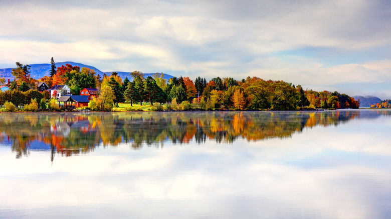 Tupper Lake with trees changing colors