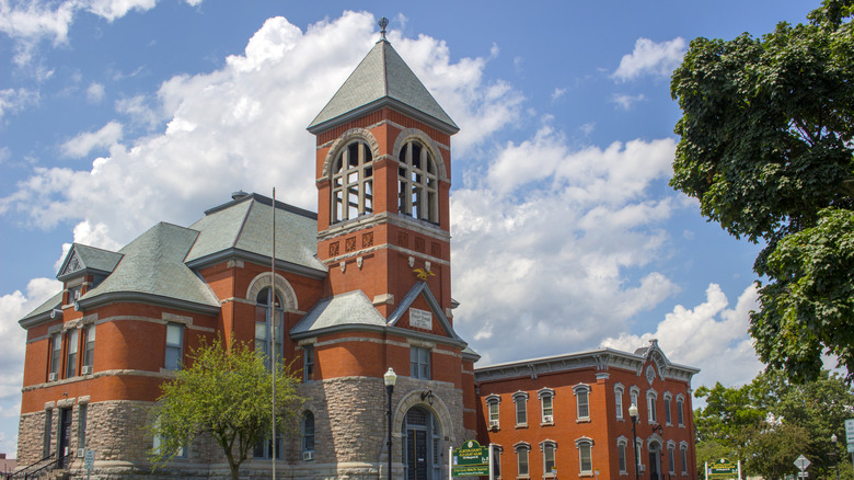 The 19th-century stone and brick Clinton County Courthouse that's allegedly haunted in Plattsburgh, New York